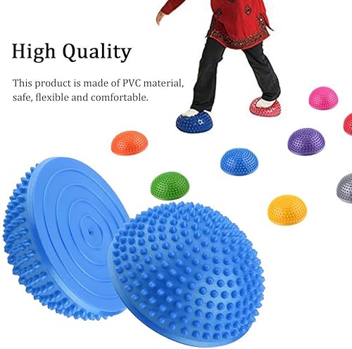 Miniatura 4 de VGEBY1 Bola Durian Semicircular de PVC Bolas de Yoga Inflables Punto de Masaje Fitball Ejercicios Entrenador Fitness Balance Bola (azul)
