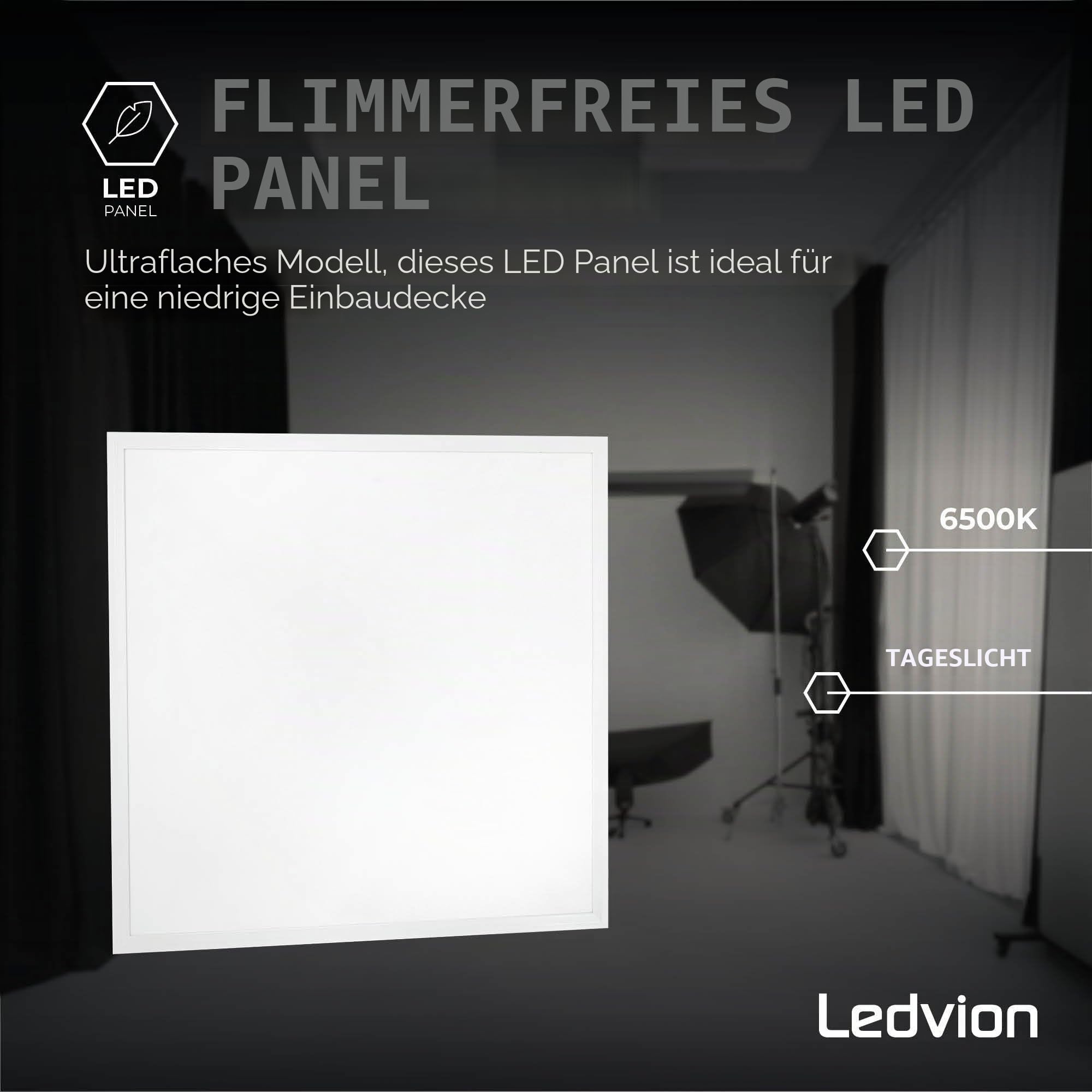 Ledvion - 6x LED Panel, 60x60, 36W, 6500K, 4000 Lumen, Einbau Deckenleuchte, Inkl. LED Treiber mit Schnellanschluss