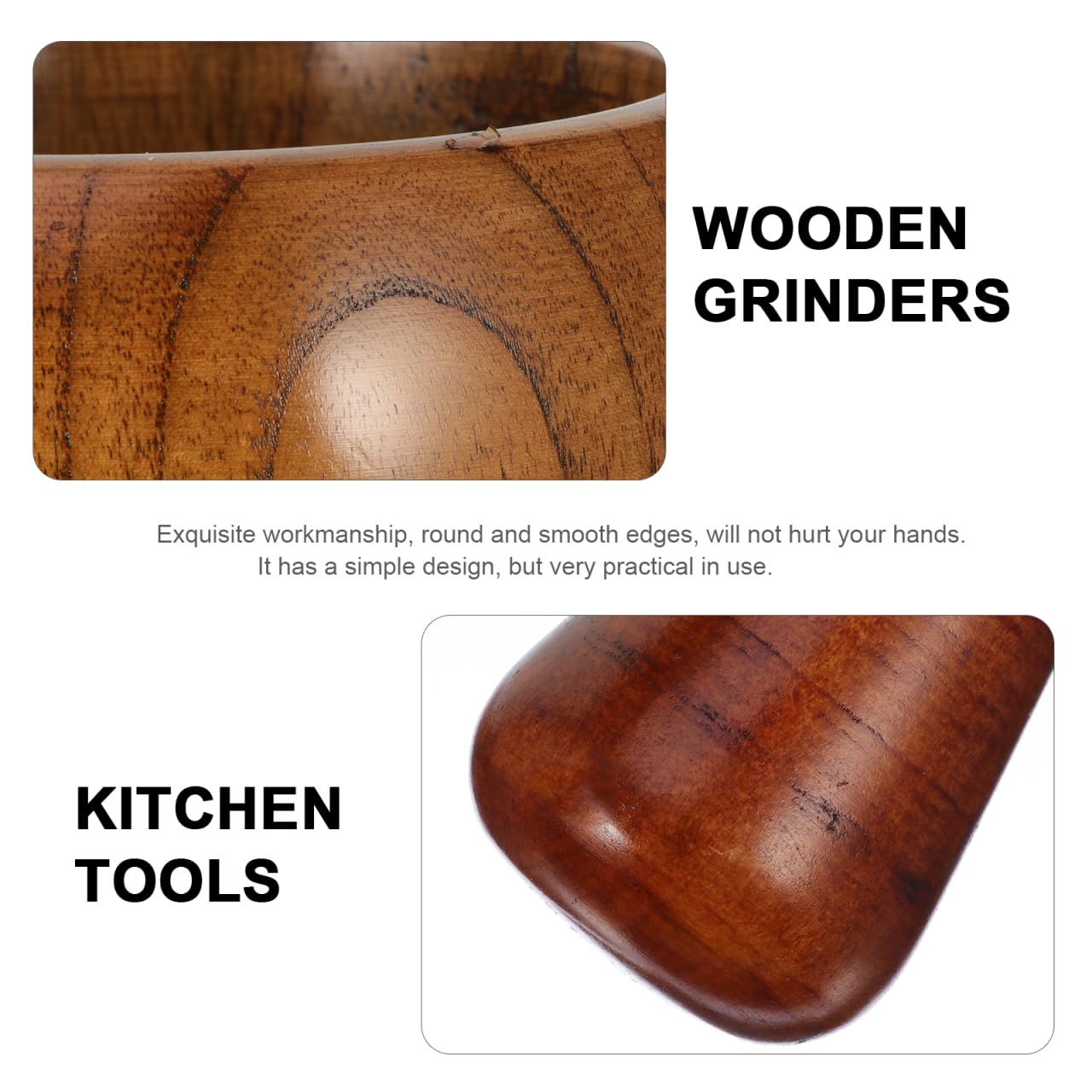 Garlic Mortar and Pestle Set Wooden Garlic Bowl for Mashing Spices Manual Kitchen Utensil for and Seasoning .72 X 4.72 X 3.14 in