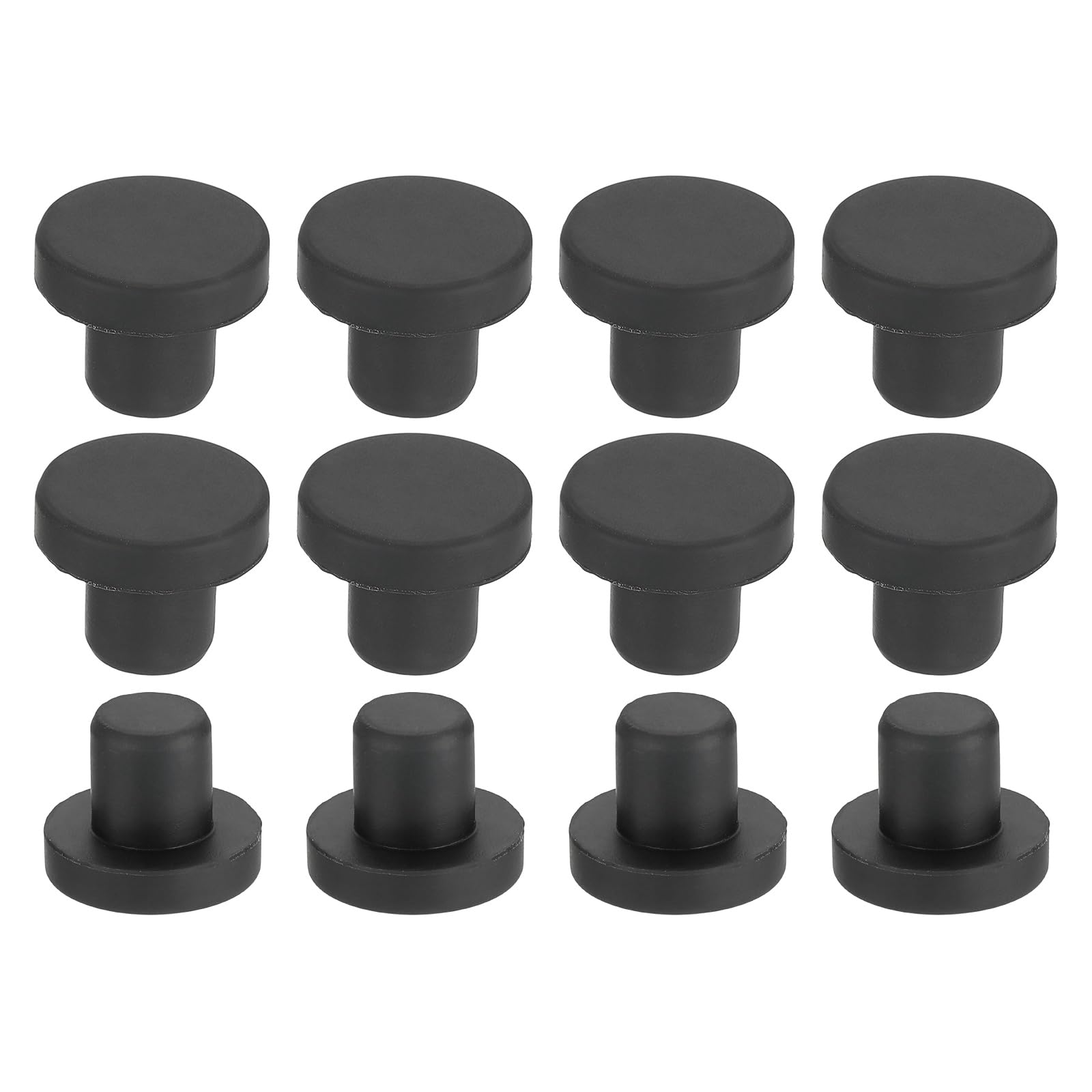 sourcing map 35Pcs Silicone Hole Plug 9mm, Black High Temp T Type Rubber Stoppers for 8-8.8mm Hole, Solid Waterproof Button Hole End Covers for Powder Coating, Sealing Plugs, Pipe Holes