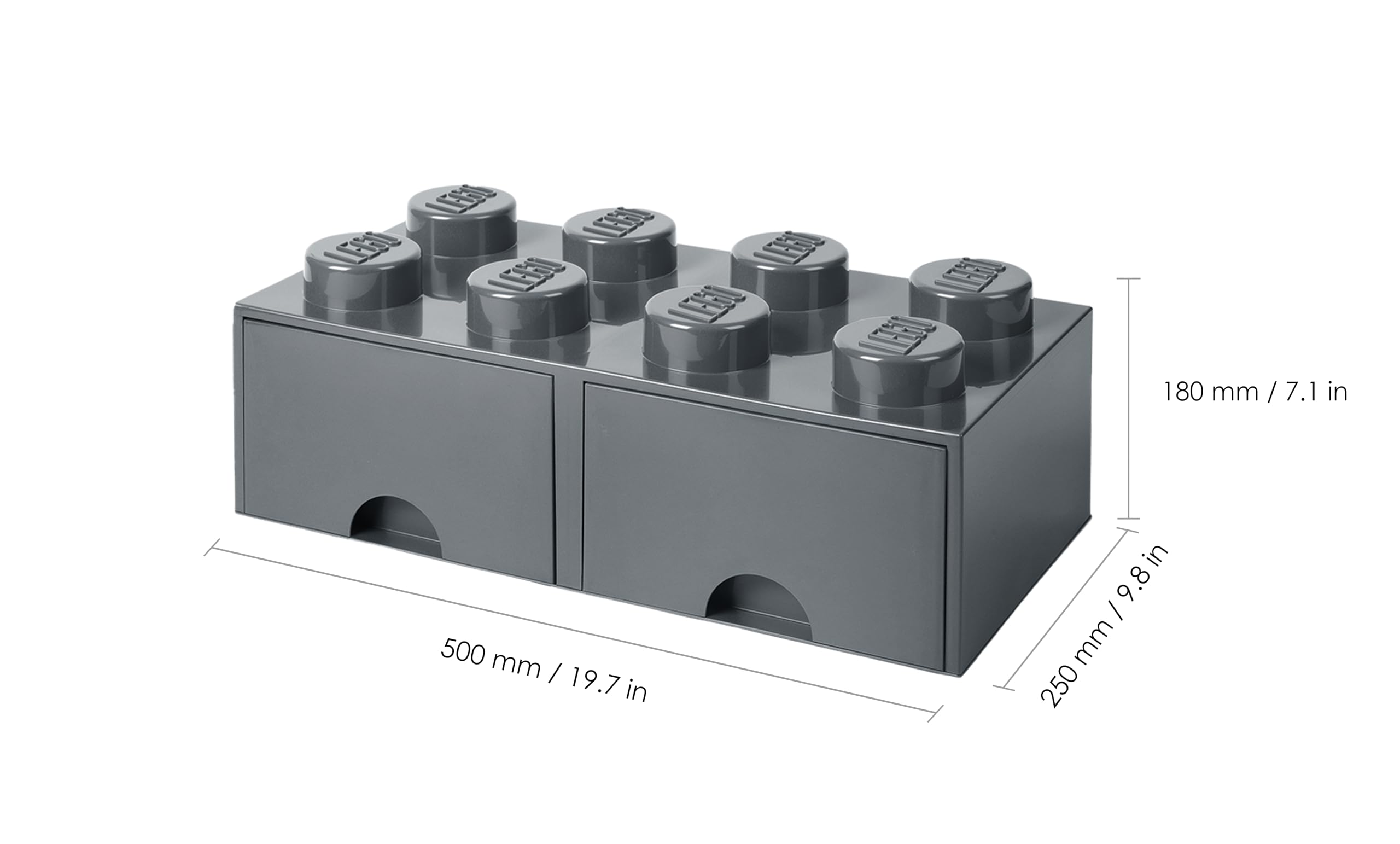 Room Copenhagen brique LEGO 8 boutons, 2 tiroirs, boîte de rangement empilable, 9.4 l, Gris Foncé, 40061754, one size