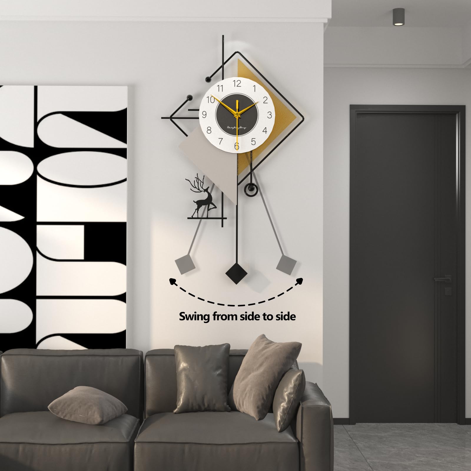 Modern Kreativ Wanduhr Exquisit Luxuriös Inspiriert Dekorative Wanduhren Leise ohne Tickgeräusche Batteriebetrieben Quarzuhr für Wohnzimmer Schlafzimmer Büro Küche, 40 * 70 cm