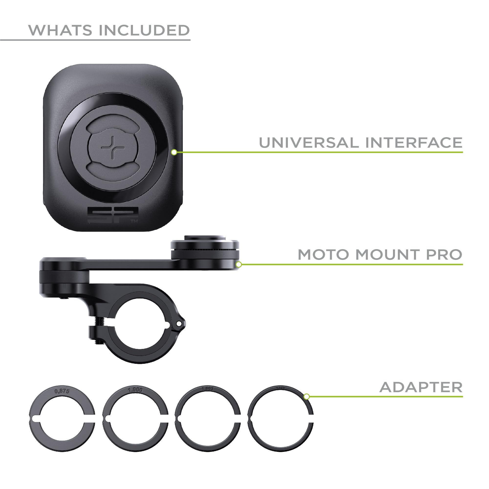 SP Connect Supporto Universale per Cellulare da Motociclette e Motorini - Blocco a Rotazione Brevettato - Forte Presa a Morsetto - Adatto a Manubri Standard e Grandi - Accessori da Motociclismo.