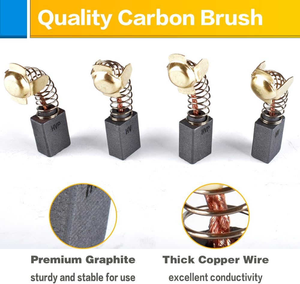 OURUI 4Pcs N398321 Carbon Brushes Compatible with DEWALT DWP849 DWP849X DWP849X-B3 DWP849X-BR N103592 N398327 N088403 Power Tool, Electric Motor Carbon Brush Replacement