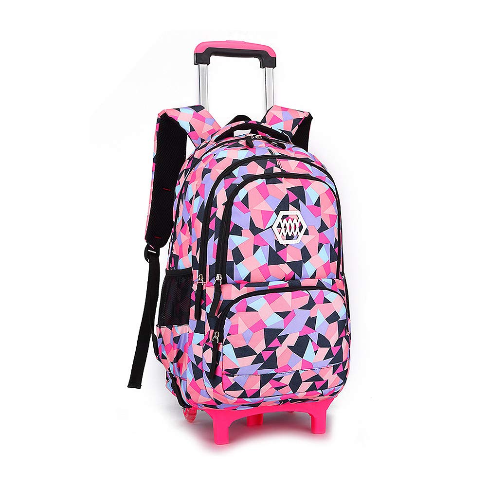 BOZONLI Girls Wheeled Backpack Trolley School Bag for Primary School Middle School Students, Black