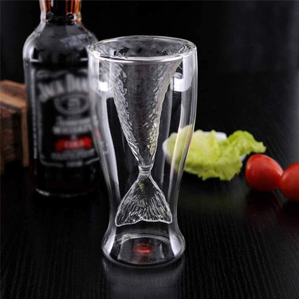 Zestaw karafek do whisky z szklankami kryształowa syrenka kieliszek do whisky, przezroczysty szklany ogon, praktyczny kreatywny kubek do wina odporne na ciepło szklane kubki barowe