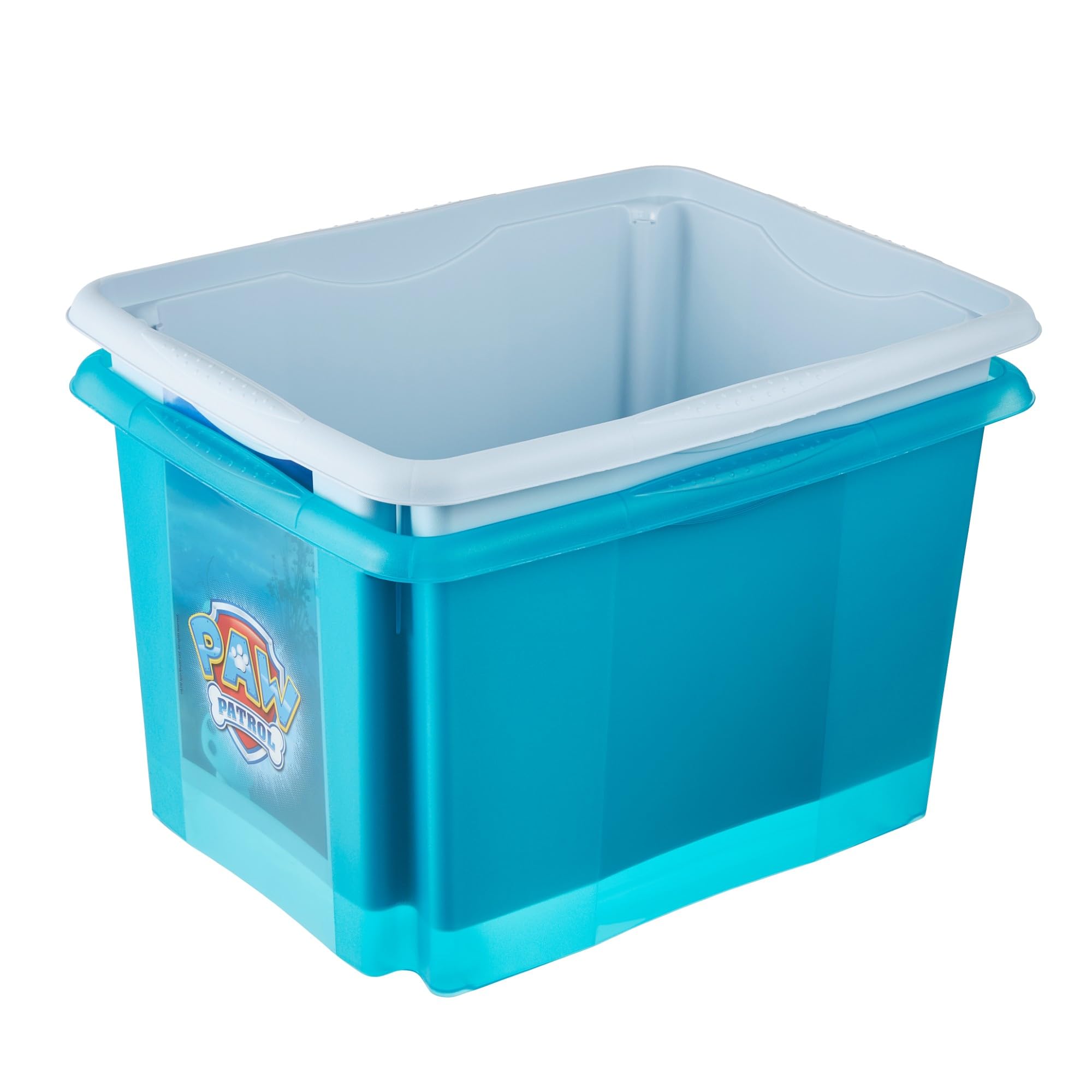 keeeper karolina 3x Paw Patrol Aufbewahrungsbox mit Deckel, Dreh- und stapelbar, Für Kinder, 30 l, Fresh Blue (Transparent)
