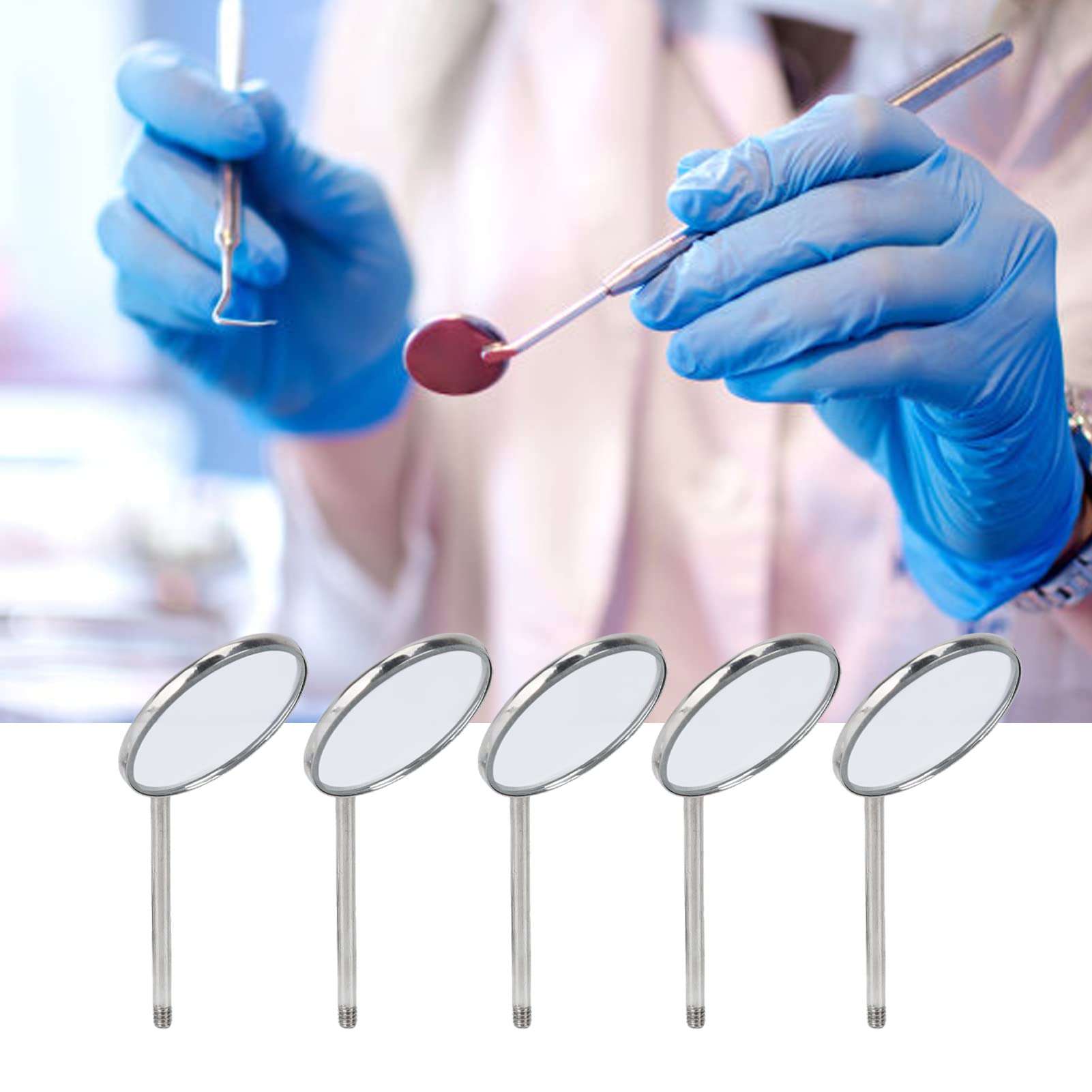 Juego de 10 Espejos Dentales de Acero Inoxidable Tipo 5, Espejo de Dentista de Vista Clara