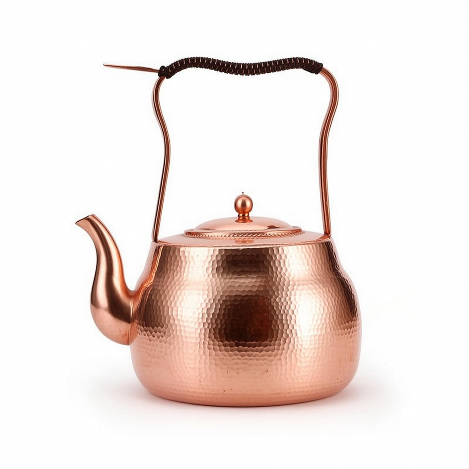 Hervidor de Cobre Martillado Hervidor Tetera Caldera con Gran Capacidad y Mango Alto Rápida Transferencia en Hornillo de Gas Adecuado para Agua, 5 Litros, Original