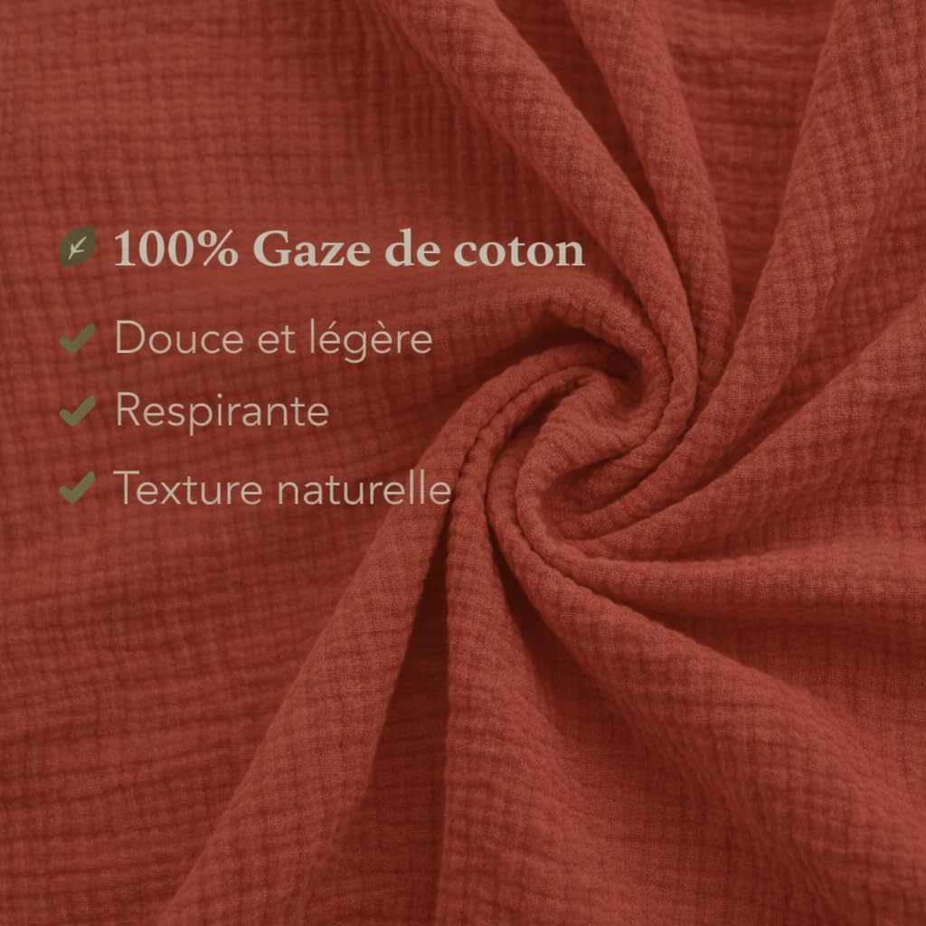 KGS Parure da letto in garza di cotone, 220 x 240 cm, vari colori (Terracota)