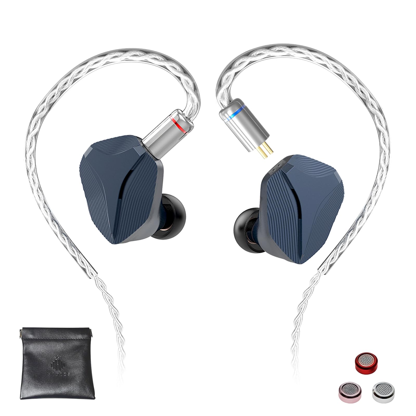 white in-ear monitors with 14.5mm drivers 3 tuning filters