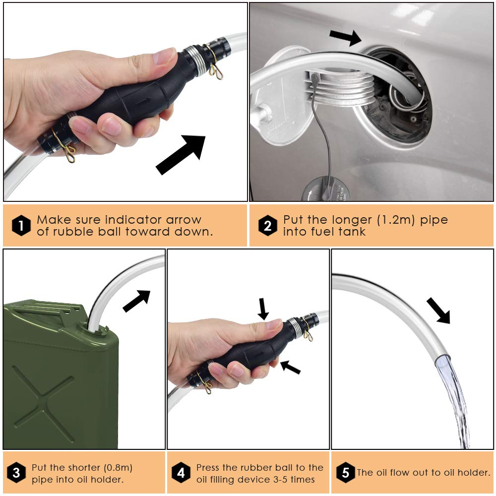 KATUMO Gasoline Siphon Hose, Upgrade 15MM Diameter Nozzle Gas Oil Water