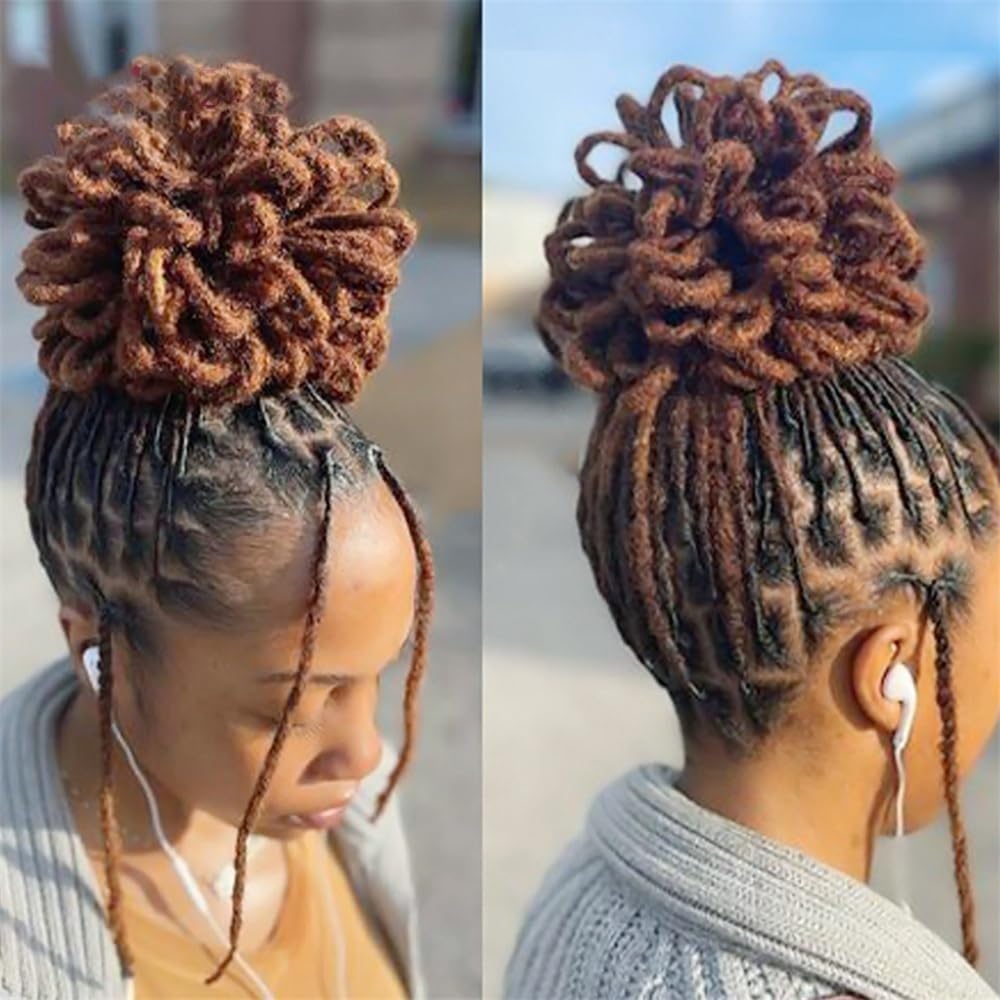 Panino per capelli disordinato Chignon con dreadlock, afro, chignon con coulisse, coda di cavallo, finti nu locs, extension for capelli Parrucchino a coda di cavallo per l'uso quotidiano(1B-30)