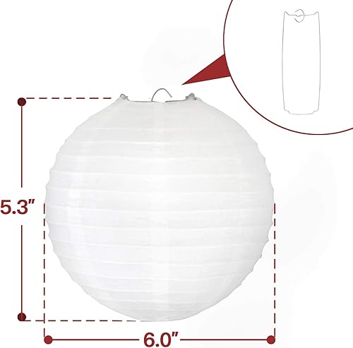Miniatura 10 de Novelty Place Faroles de papel blanco de 8 pulgadas paquete de 10  Gran decoración chinajaponesa para el hogar fiestas y bodas