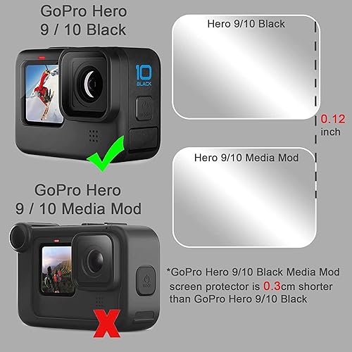 Miniatura 8 de FiTSTILL 10 protectores de pantalla para Go Pro Hero 12/Hero 11/Hero 10/Hero 9 Negro, paquete de 3 protectores de pantalla de vidrio templado ultra