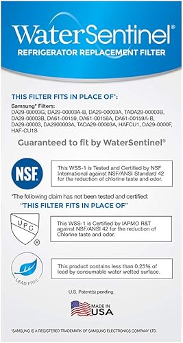 Miniatura 2 de WaterSentinel WSS-1 Filtro de agua de repuesto para refrigerador para filtración de agua potable, compatible con Samsung DA29, DA61, TADA29, HAFCU1,