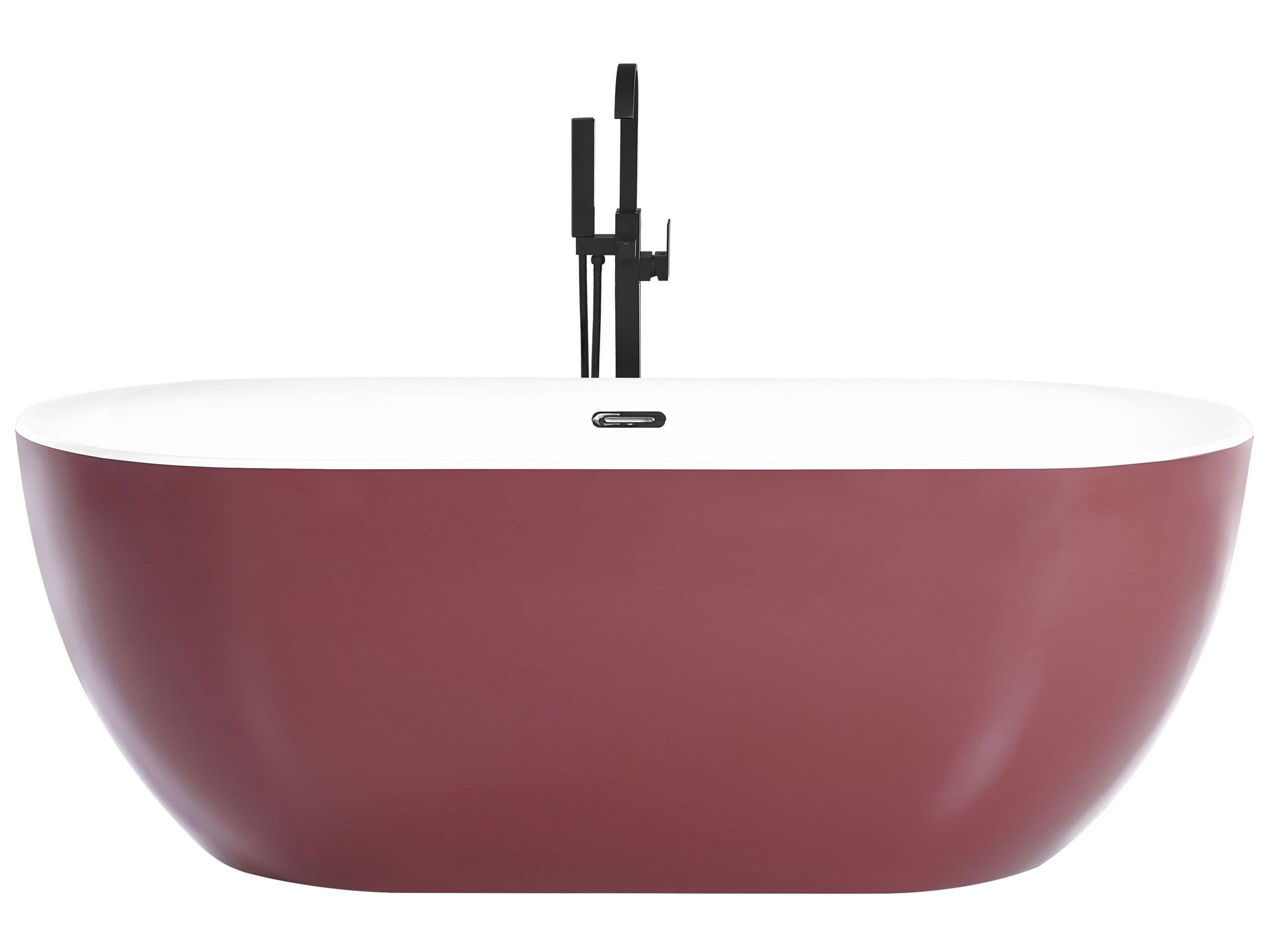 Baignoire Moderne Acrylique 1700 x 800 mm Autoportante Forme Ovale Brillant Rouge