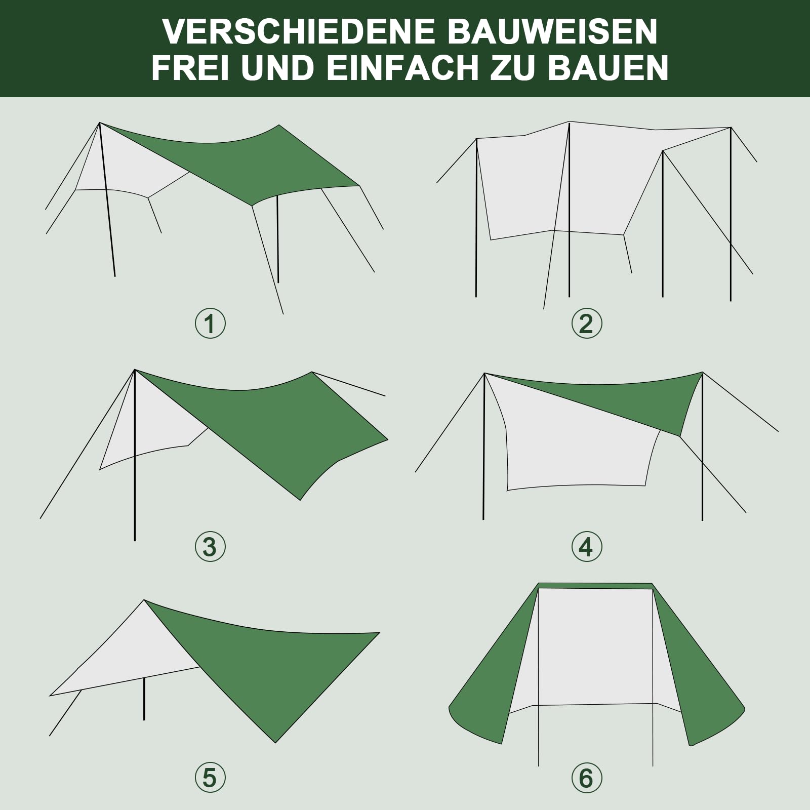 Camping Bâche 3x3M,Toile de Tente Imperméable Anti-UV,Camping Bâche Anti-Pluie,Tente Parasol Abri de Survie Tous Temps pour Extérieur, Bivouac, Randonnée, Trekking, Hamac, Auvent Van Fourgon