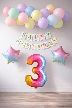3 Year Old Rainbow Concept Birthday Set