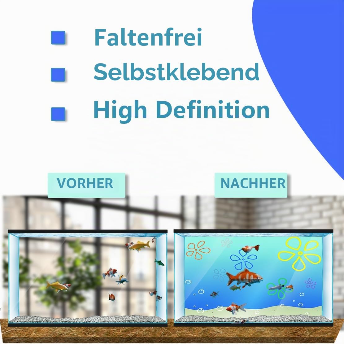 Aquarium Hintergrund Aufkleber - Schwarze Steinstruktur - Aquarium Reptilien Terrarium Dekor Poster (100 x 50 cm)