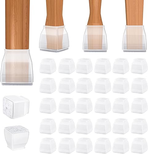 Vista 18 de BALEINE Paquete de 16 protectores de suelo de silicona para patas de silla, tapa protectora para patas de taburete, tapas antideslizantes para patas