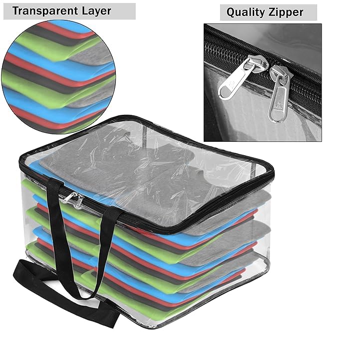 Image of Multipurpose Transparent Storage Bag for Clothes PVC Packing Organizer For Sarees Clothes - 40x32x22 CM (Pack Of 10)