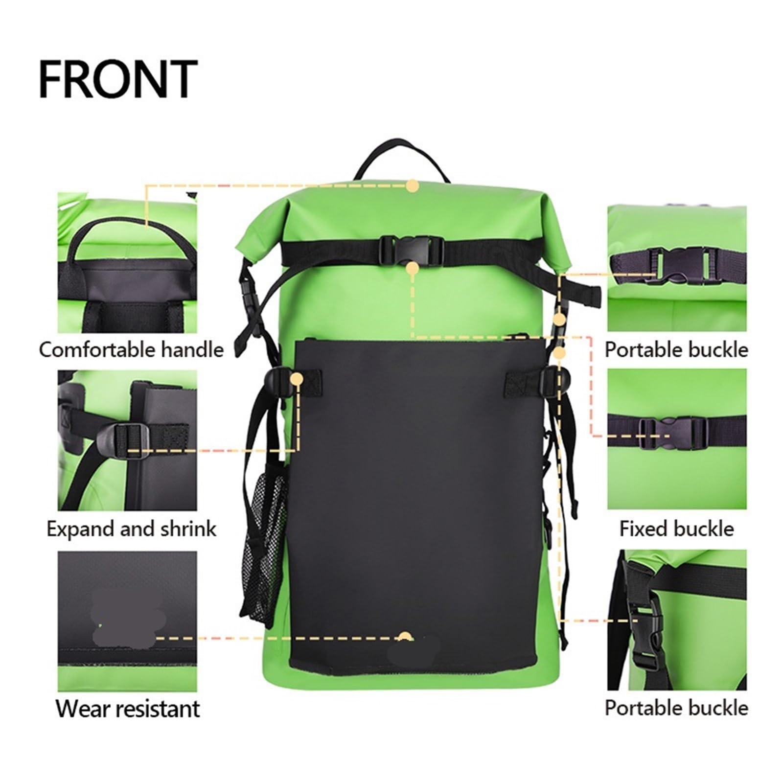 Borsa Impermeabile Asciutti Zaino impermeabile da 30 litri for campeggio, escursioni, nuoto, rafting, kayak, trekking fluviale, borse galleggianti for esterni(Grey)
