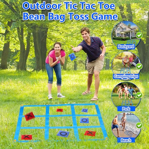 image for CWLAKON Outdoor Giant Tic Tac Toe Bean Bag Toss Games for Kids Adults 