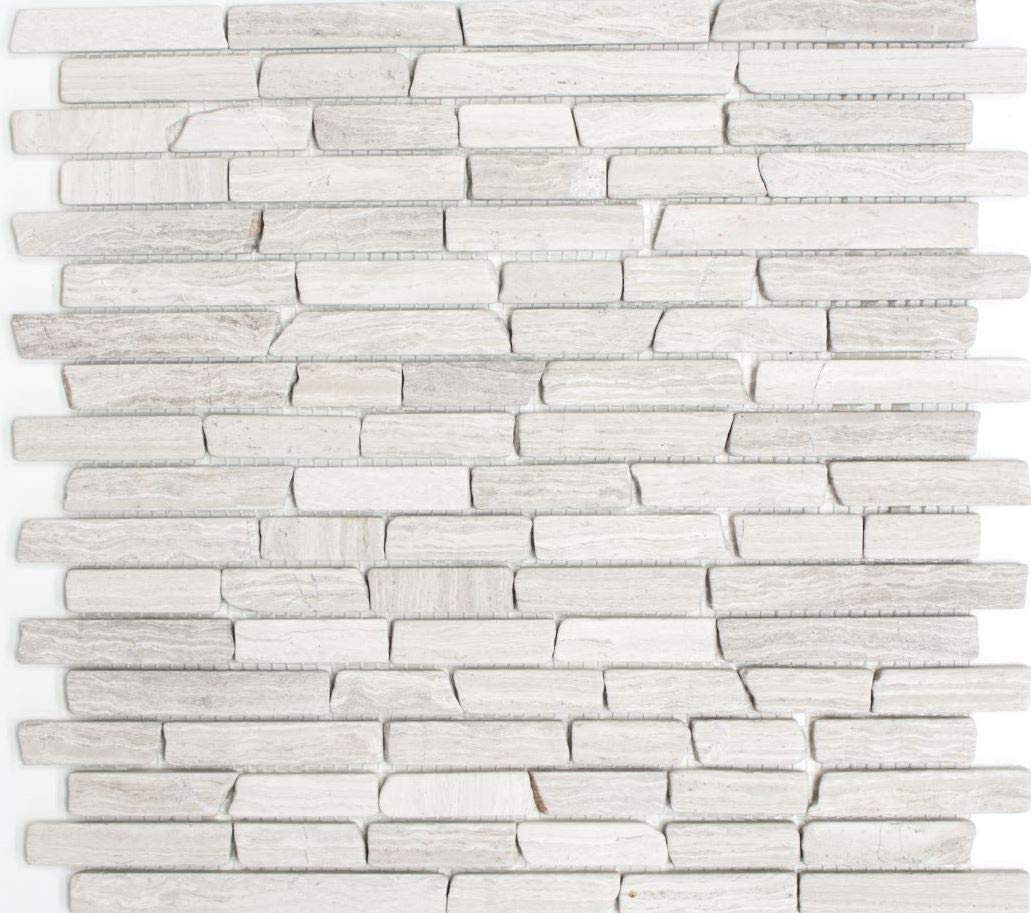 Mosaïque carrelage en pierre naturelle de marbre gris pour mur de salle de bains et cuisine - 10 tapis mosaïques
