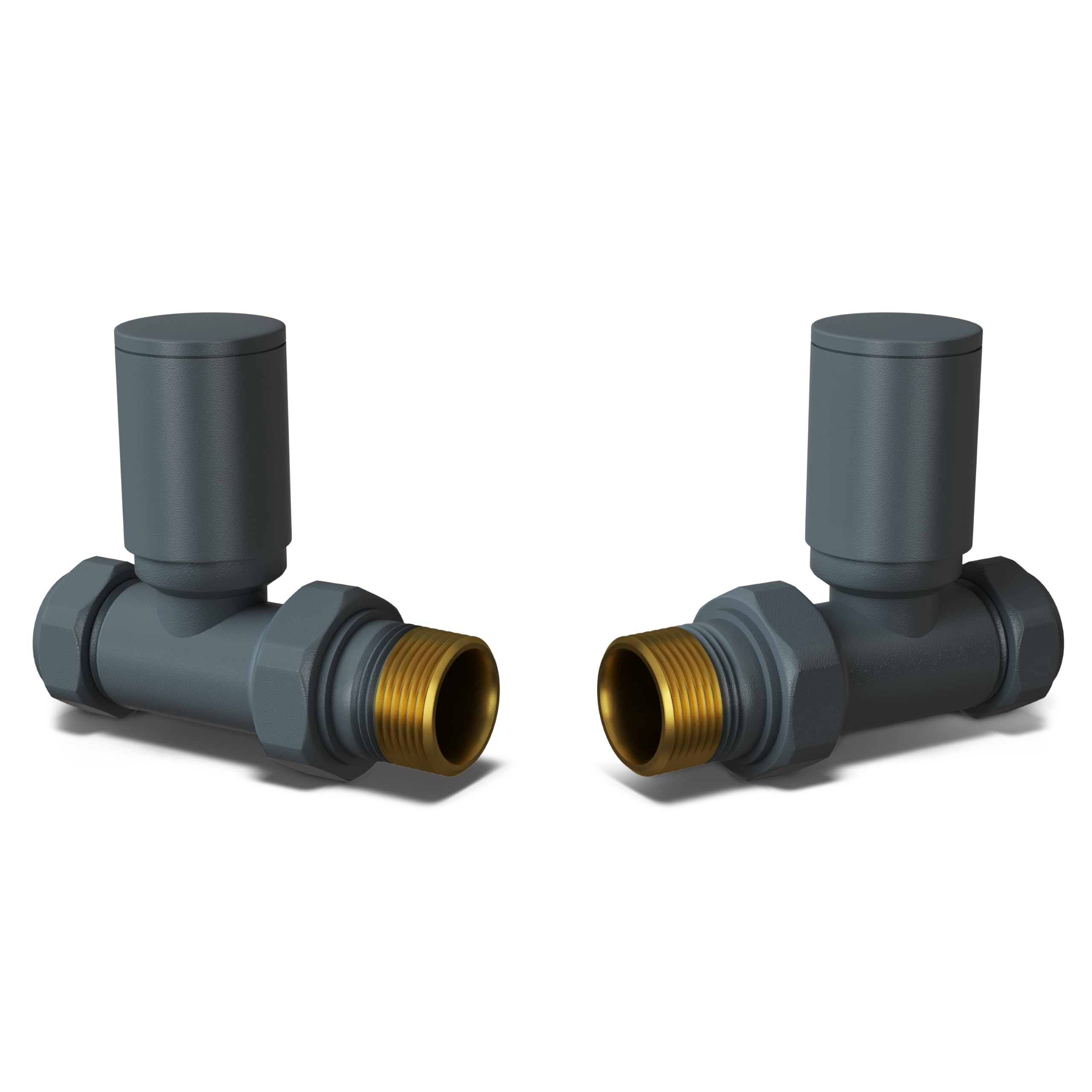 B&Q -  Round Thermostatic Radiator Valve Set Manual Trv Straight With Lockshield 15mmModern Style Anthracite