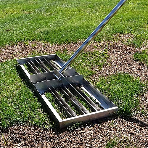 NVYAZJ Lawn Leveling Rake, Detachable Stainless Steel Leveler Tool with 20 * 10'' Flat Head Pole Length 145cm Stainless Steel Rods, Gardening Hand Tool Rake for Garden Golf Lawn