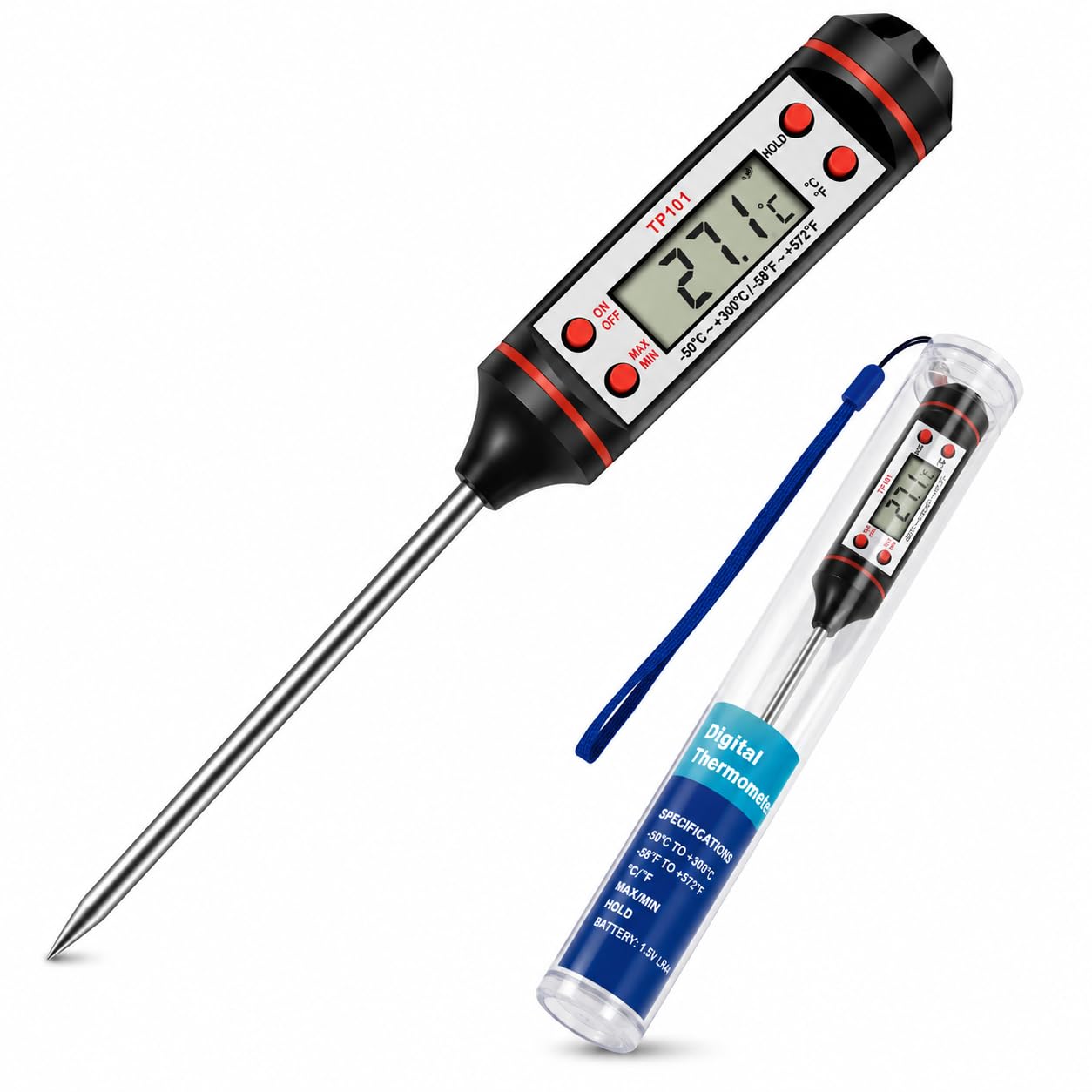 Termômetro Culinário Digital com Espeto Inox | Leitura Instantânea e Alta Precisão | Para