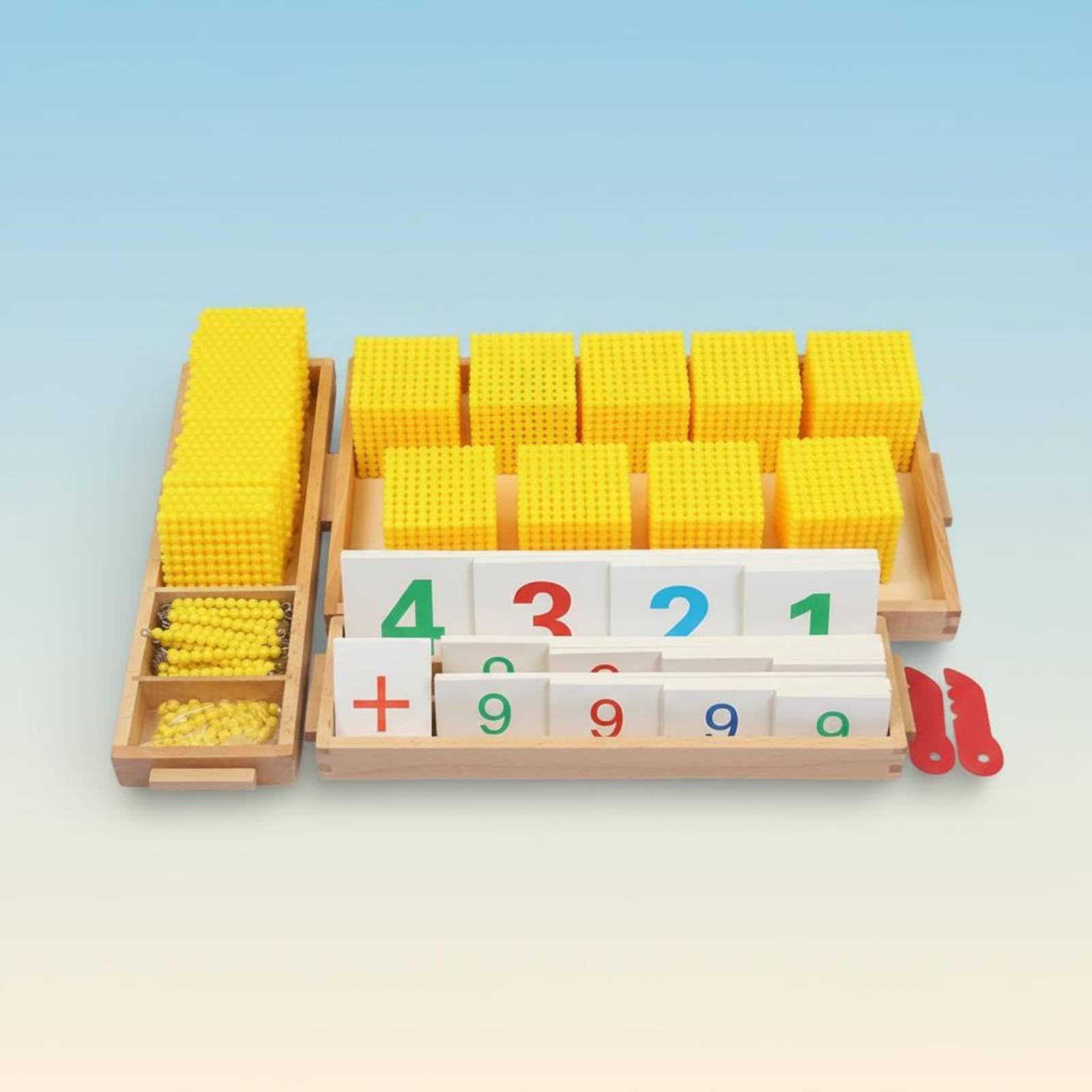 Juego Educativo Auto-Dirigido Base Diez Plástico Set Números y Símbolos Preescolar Aprendizaje, Dorado, Dorado