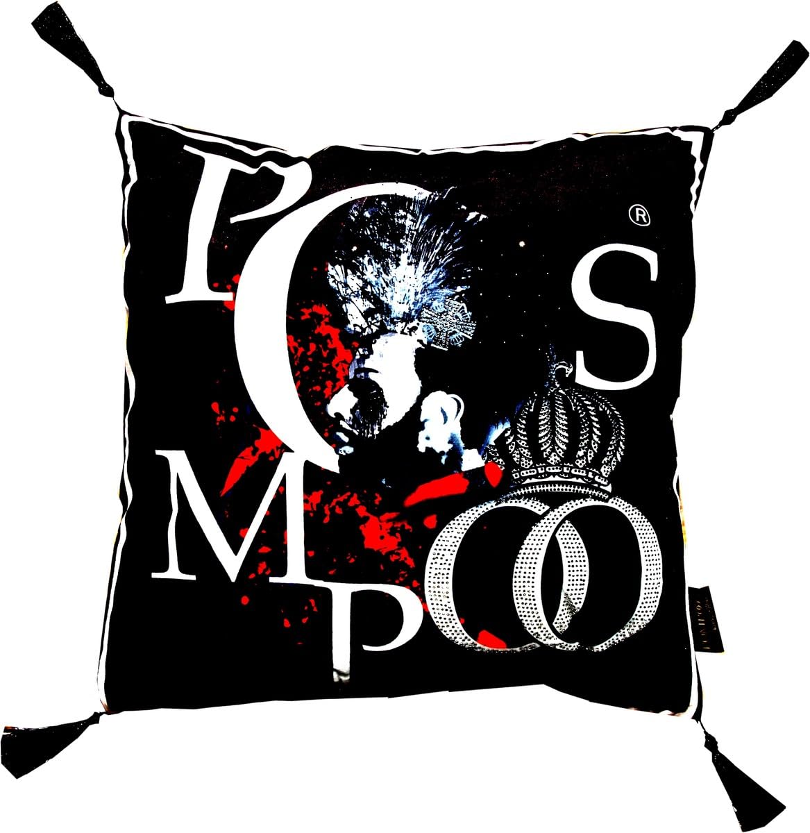 Coussin décoratif Pompöös Casa Padrino avec strass de style baroque moderne noir et blanc