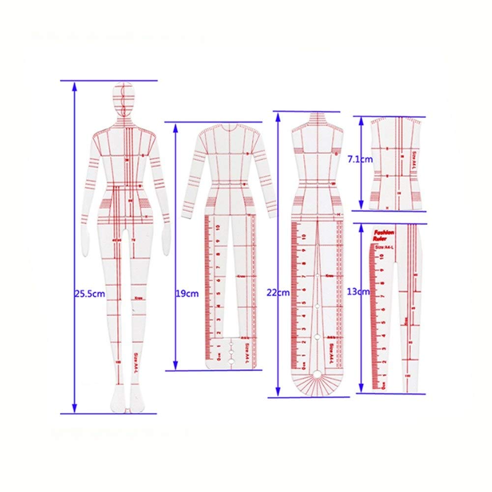 Regla MéTrica de PláStico Ropa Humanoide Patrón de Medición Reglas Diseño de Ropa de Moda Herramientas Dibujadas a Mano Herramientas de Costura Artesanales de Medición de Ropa Reglas de Costura