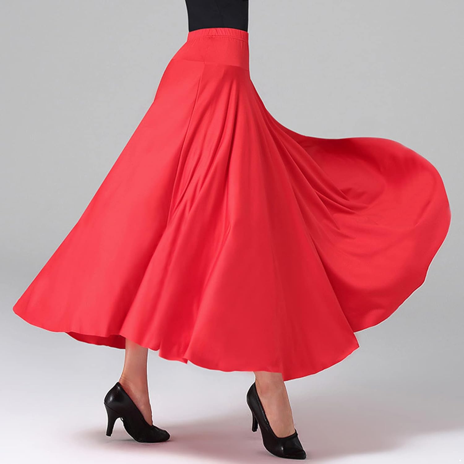 FEESHOW Womens Long Full Circle Dance Skirt Praise Dance Worship Long Skirts Dress