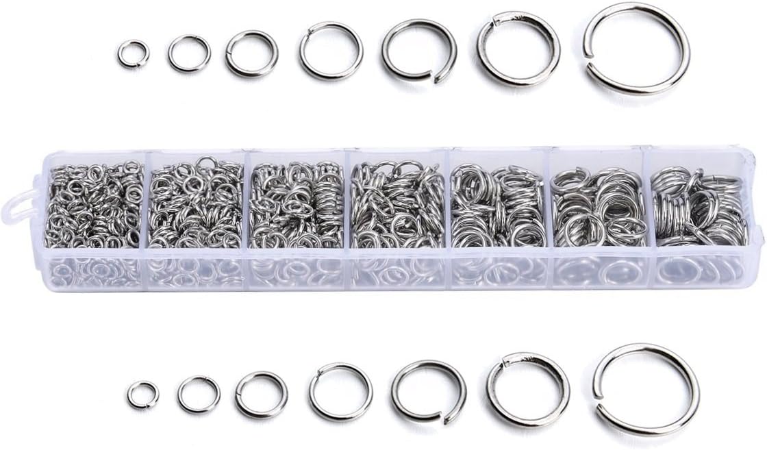 1500pcs/case Open Jump Rings [3mm - 10mm] Silver Connector Loops for DIY Jewelry Making