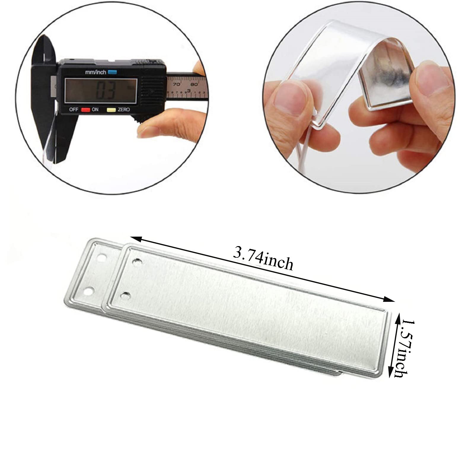 100 szt. aluminiowych etykiet na rośliny, wielokrotnego użytku, metalowe, na rośliny, drzewa, doniczki, druty, do użytku wewnątrz i na zewnątrz, L (L, srebrne z płaską krawędzią)