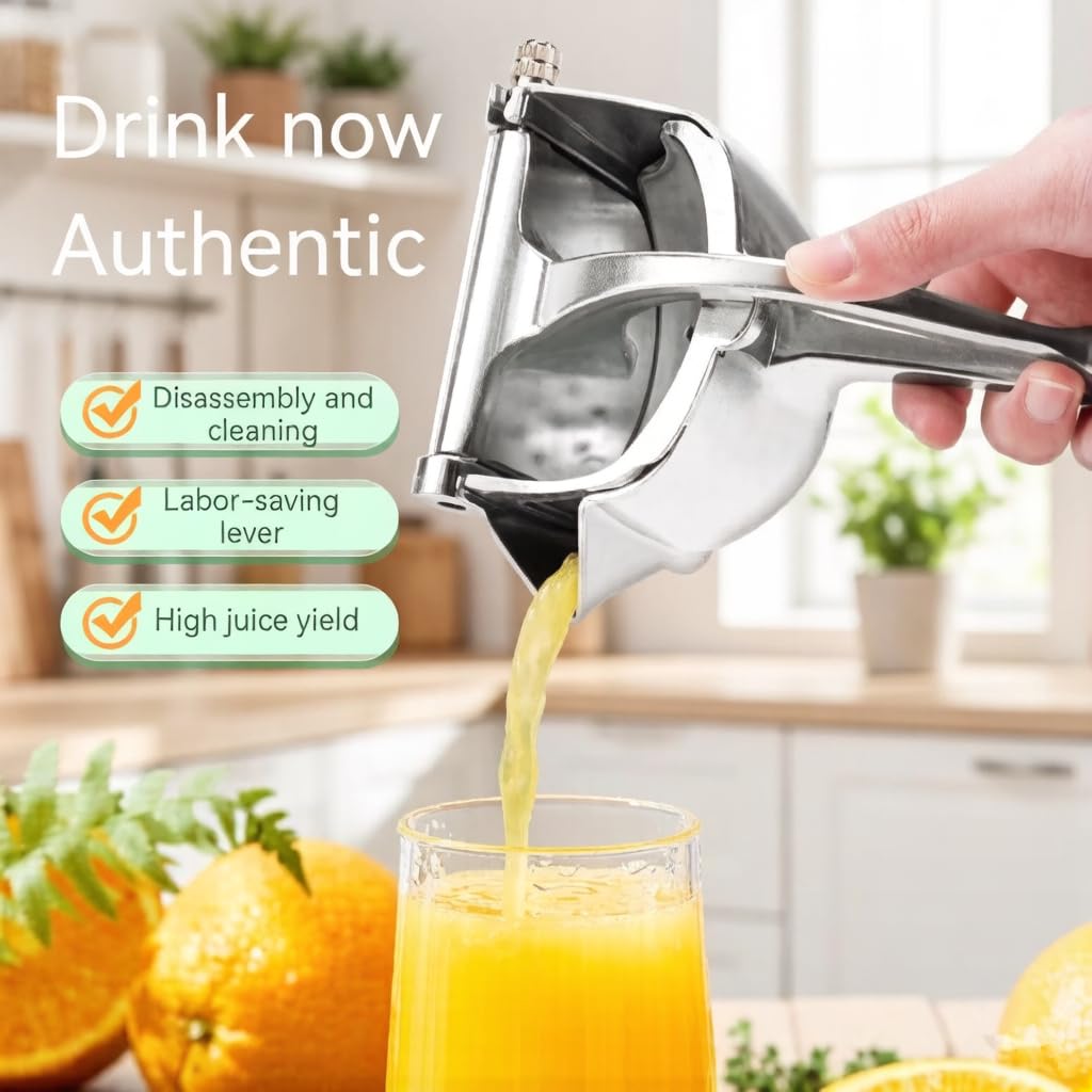 2 exprimidores manuales de aleación de aluminio, prensa de frutas y extractor de cítricos resistente para el hogar, exprimidor de mano para naranja limón con mango ergonómico (plateado)