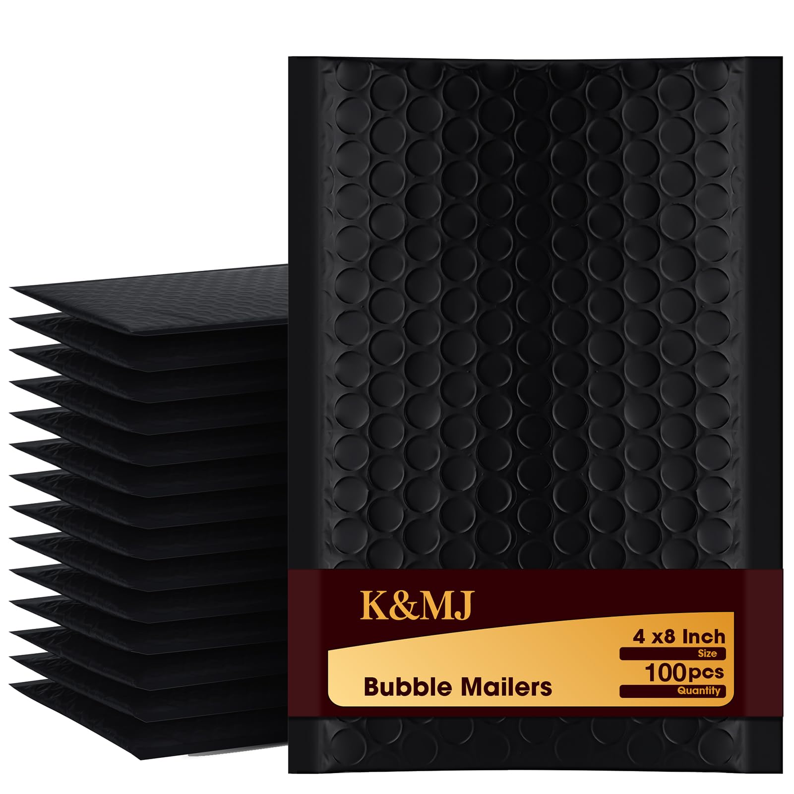 K&MJ 4x8 Bubble Mailer,100 Pc,Black Bubble Mailers for Small Business,Padded Envelopes,Tear-Proof Self-Seal Thickened Bubbles Shipping Bags,for