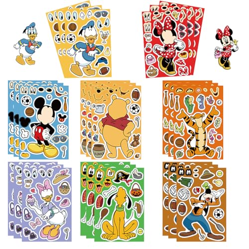 24 Sheets Mickey Stickers for Kids Make Your Own Girls Make a Face Stickers Classroom Rewards Art Craft Party Supplies