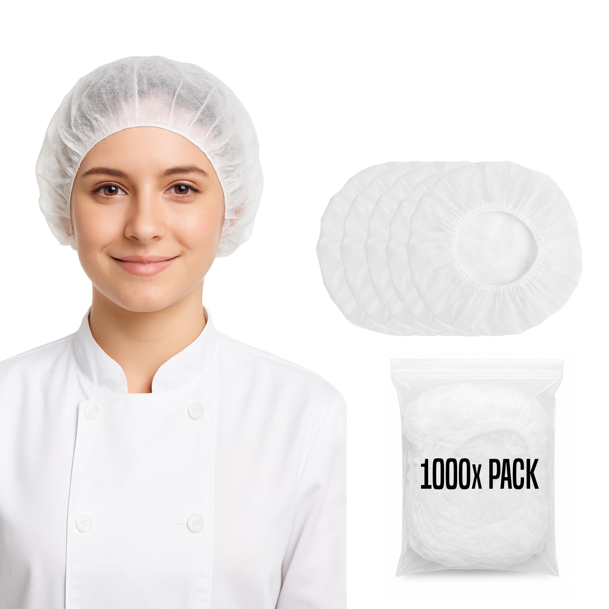 Rap Gloves Unisex White Disposable Hair Nets Mob Caps 1000Pcs Bulk Premium Hair Covers With Double Elastic Lightweight And Breathable Hygiene Caps Ideal For Kitchen Catering Food Handling And Medical Safety Use.