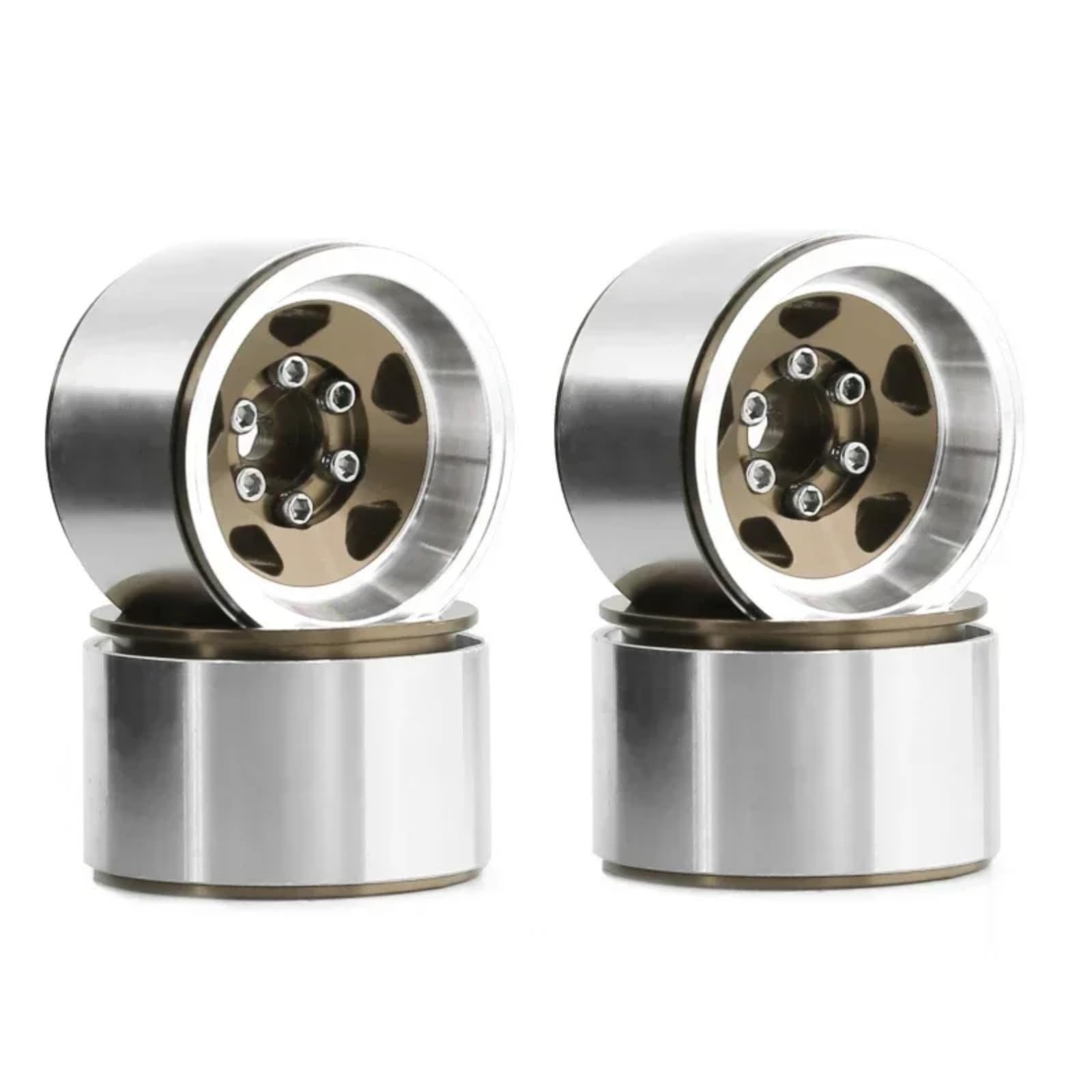 RC Beadlock Cerchi Ruota Per Axial Per SCX24 AX24 Per TRX4M 1/18 Cerchio Beadlock Da 1,0" Mozzo In Acciaio Stampato A Piatto Profondo Parti Aggiornamento Auto Cingolate RC(Gray)