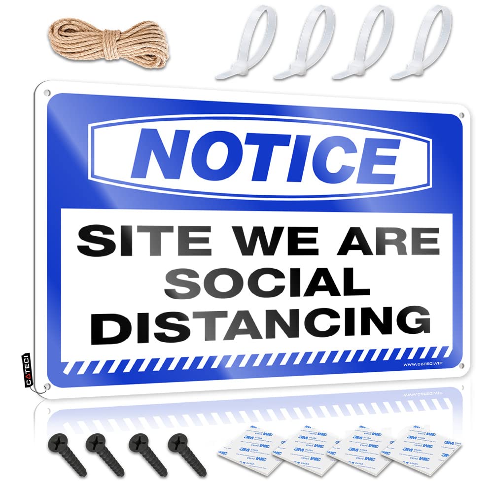 IBWNBBUSN Funny Kitchen Retro Metal Tin Sign Notice Site We Are Social Distancing Tin Sign Wall Signs Tin Sign Man Cave Decor(30X40CM)