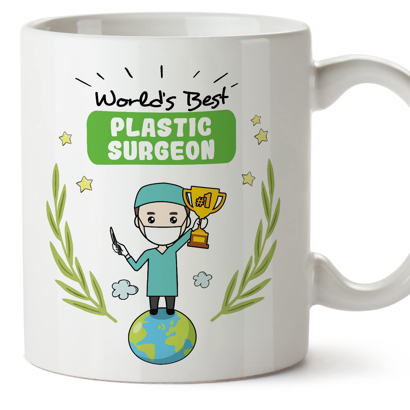 MUGFFINS Plastic Surgeon Man Mug - in English - World's Best - Funny Gift for Colleagues - Ceramic 11oz Mug