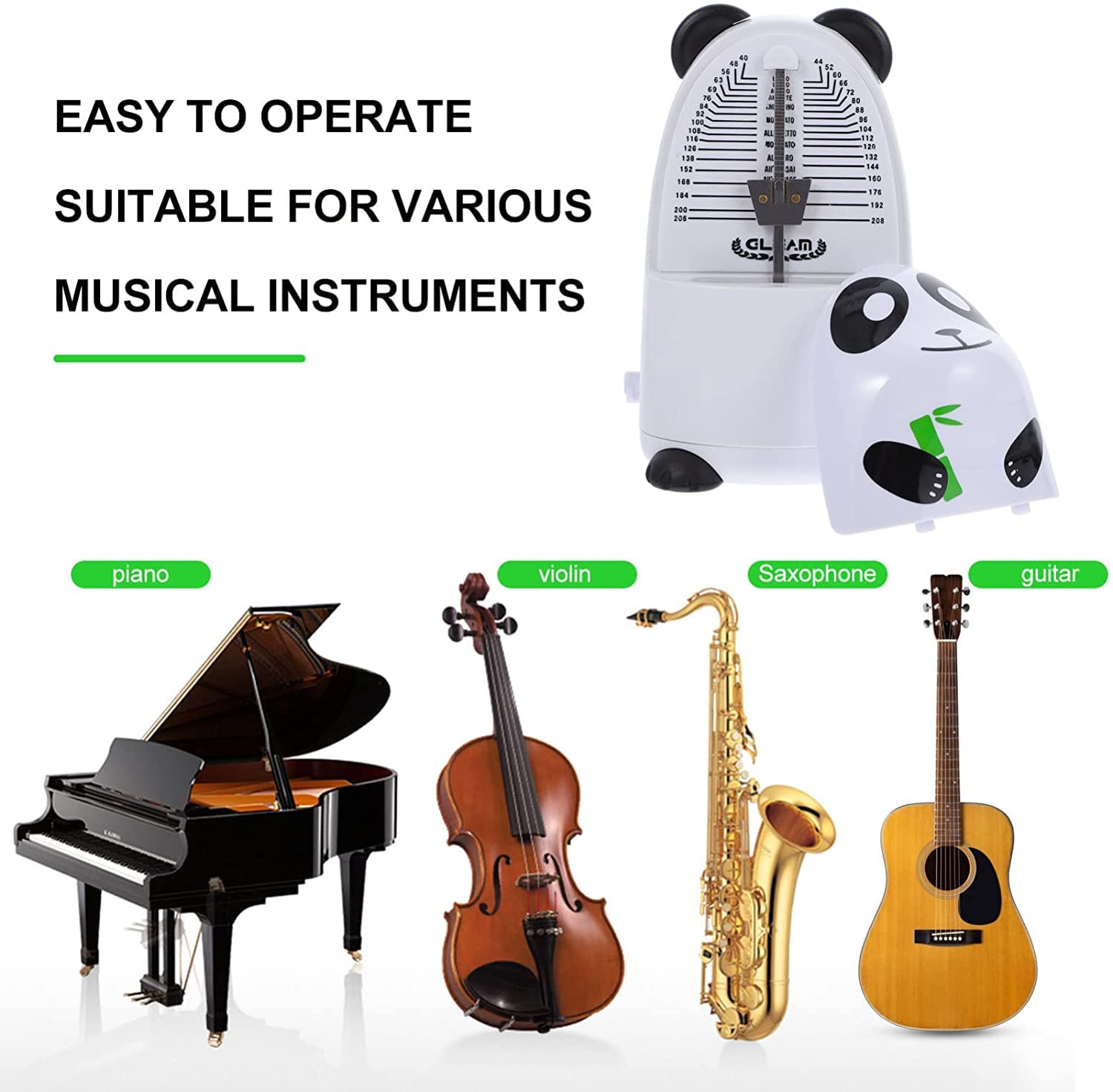 Metronomo meccanico a forma di panda carino metronomo strumento musicale, regalo per bambini con cronometraggio accurato