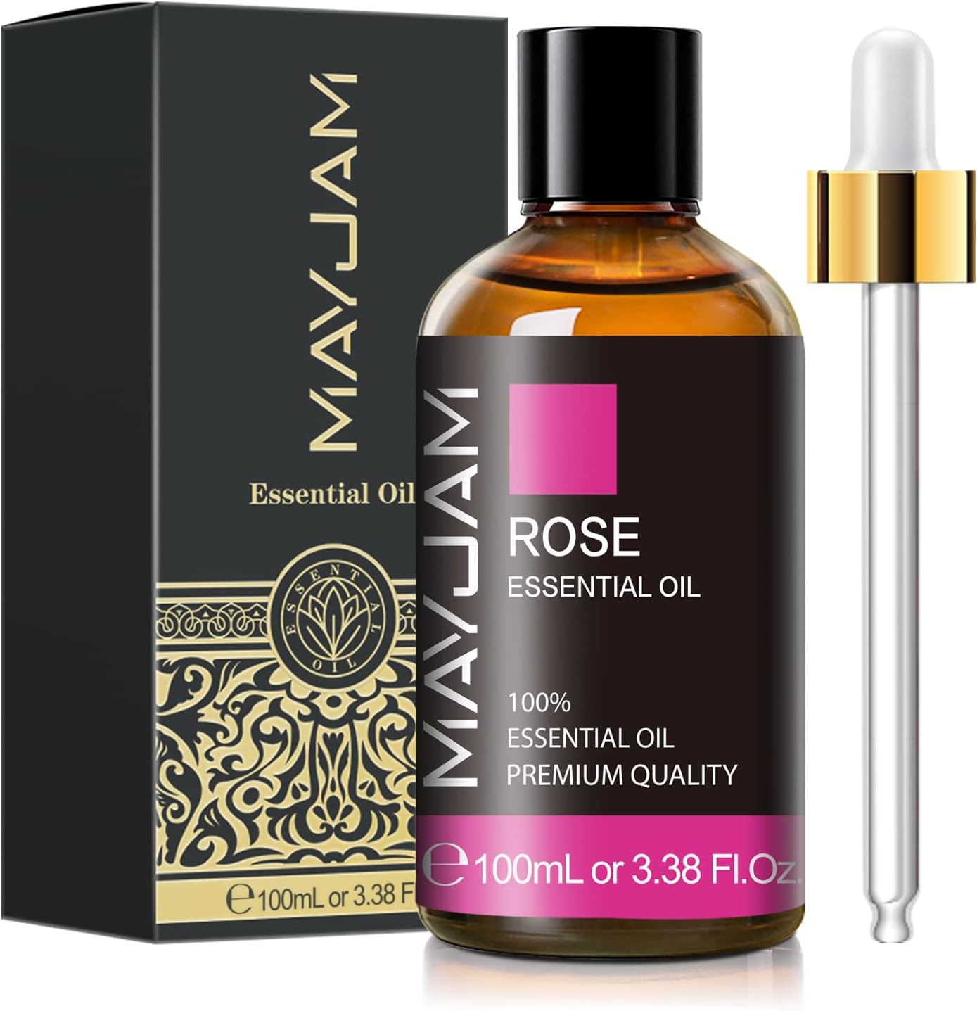 Rose Essential Oil, MAYJAM Premium Pure Essential Oils for Diffusers for Home, 3.38FL.OZ Large Volume Rose Oil for Soap Candle Making Massage