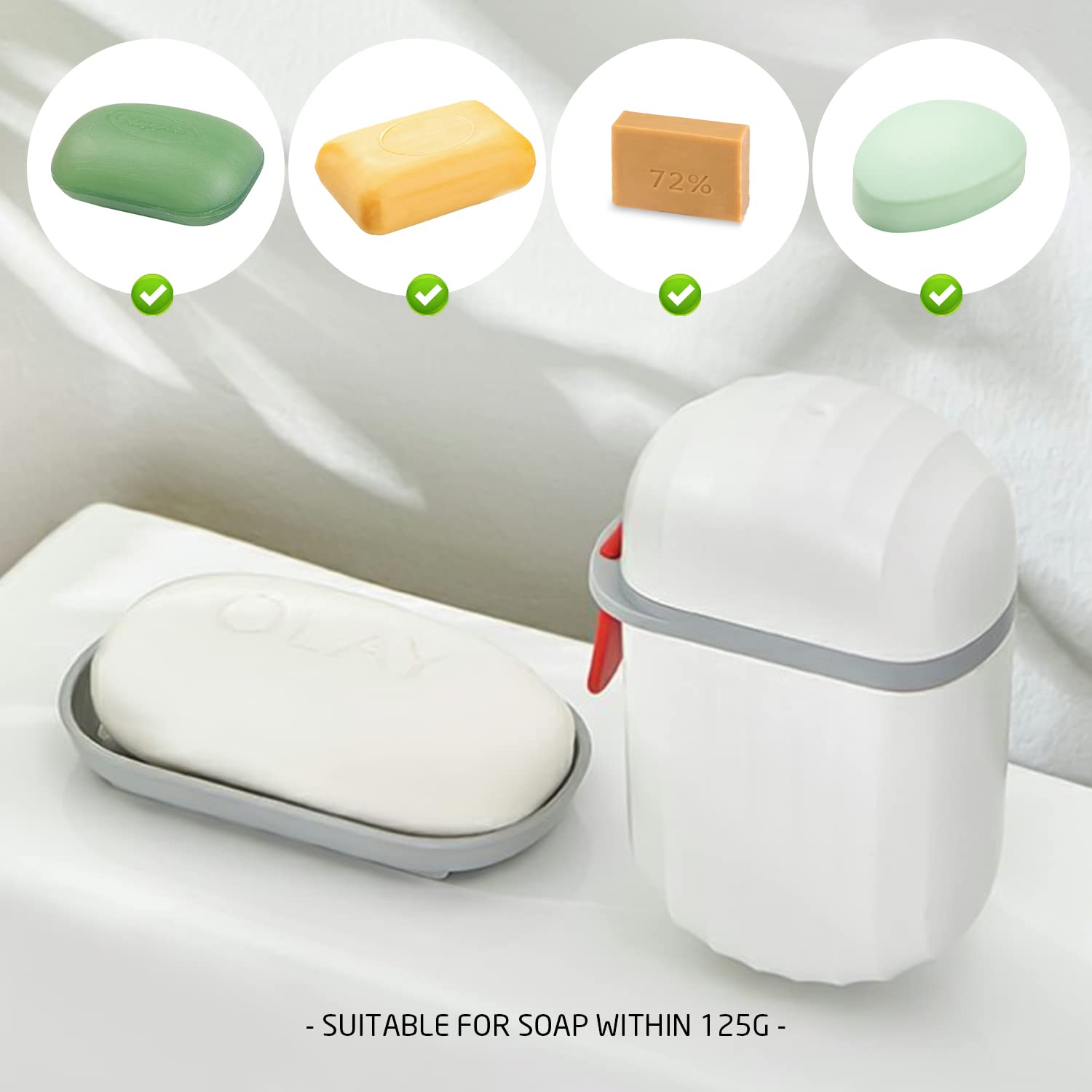 Zerodeko Portasapone da Viaggio Rotondo con Coperchio e
