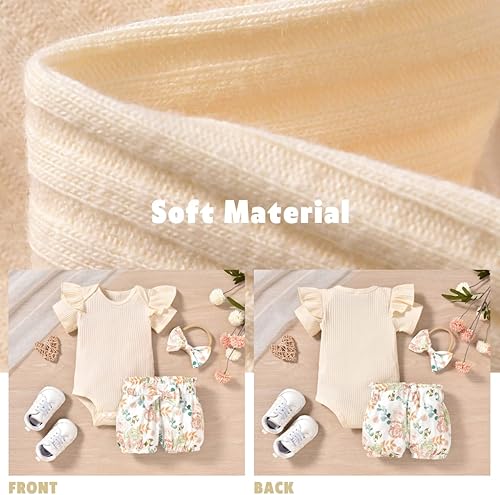 Miniatura 5 de Aalizzwell Traje de verano con pantalón corto y acanalado para bebé niña