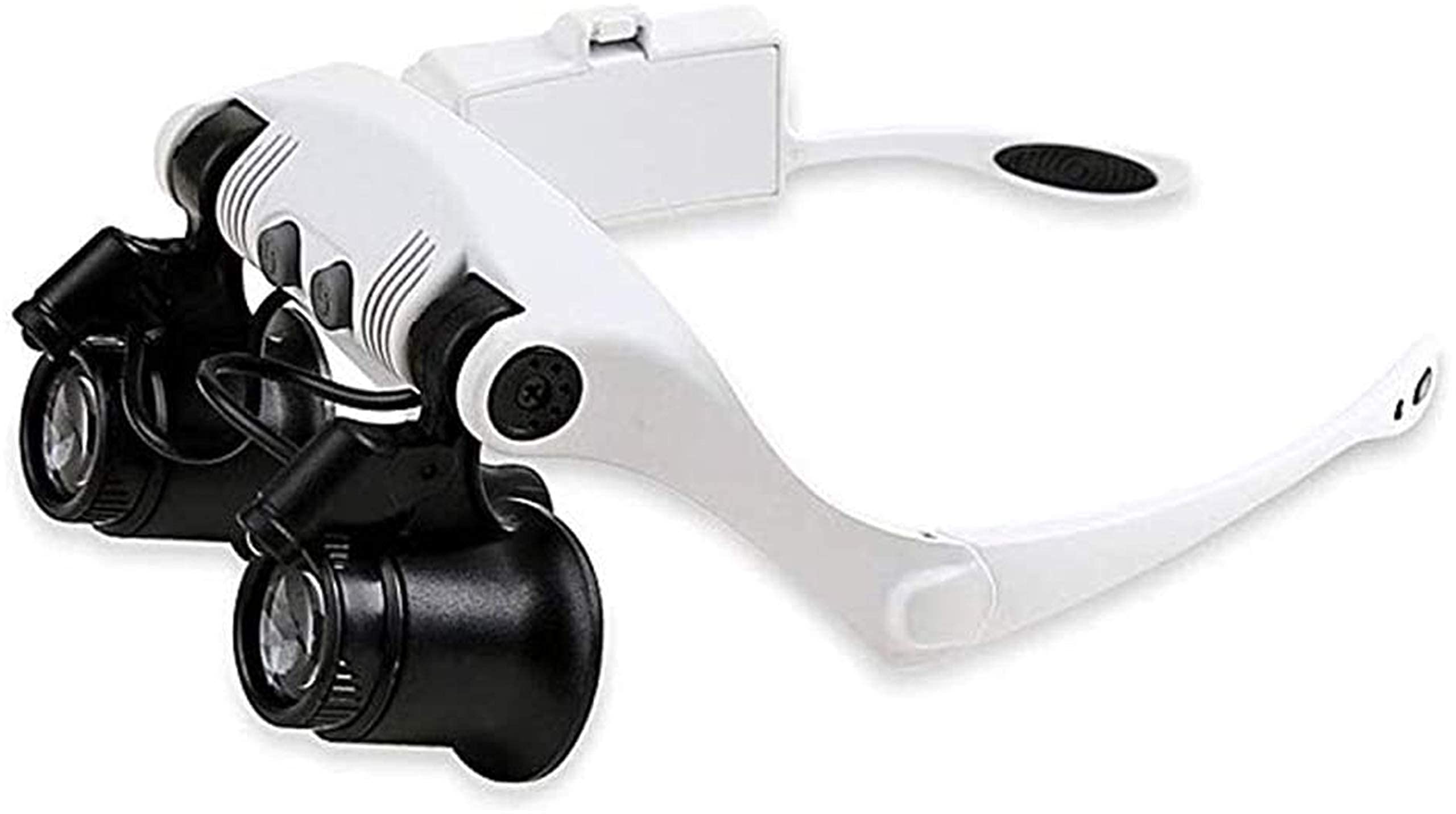 Kopfbandlupe, Handlupe mit LED-Beleuchtung, Kopfbandlupe mit LED-Beleuchtung, Freisprech-Lesebrille, Juwelierlupe, Uhrenlupe mit 4 austauschbaren Linsen